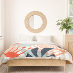 Summer Abstract, Floral Prints, Orange, Teal, Blue, Colourful Prints. Duvet Cover Gallery Image 3