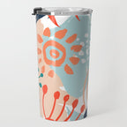 Summer Abstract, Floral Prints, Orange, Teal, Blue, Colourful Prints. Travel Mug Gallery Image 3