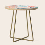 Summer Abstract, Floral Prints, Orange, Teal, Blue, Colourful Prints. Side Table Gallery Image 1
