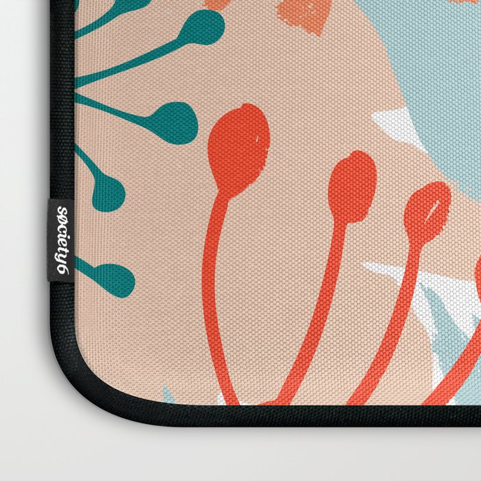 Summer Abstract, Floral Prints, Orange, Teal, Blue, Colourful Prints. Laptop Sleeve Gallery Image 3