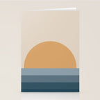 Minimal Retro Sunset Sunrise - Nautical Ocean Blue Stationery Card Gallery Image 2