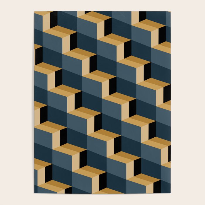 Cuboid Mid Century Abstract Shapes Pattern V Poster Gallery Image 4