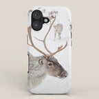 Reindeer With Antlers Art Print | Tromsø Norway Animal Snow Photo | Arctic Winter Travel Photography iPhone Case Gallery Image 1