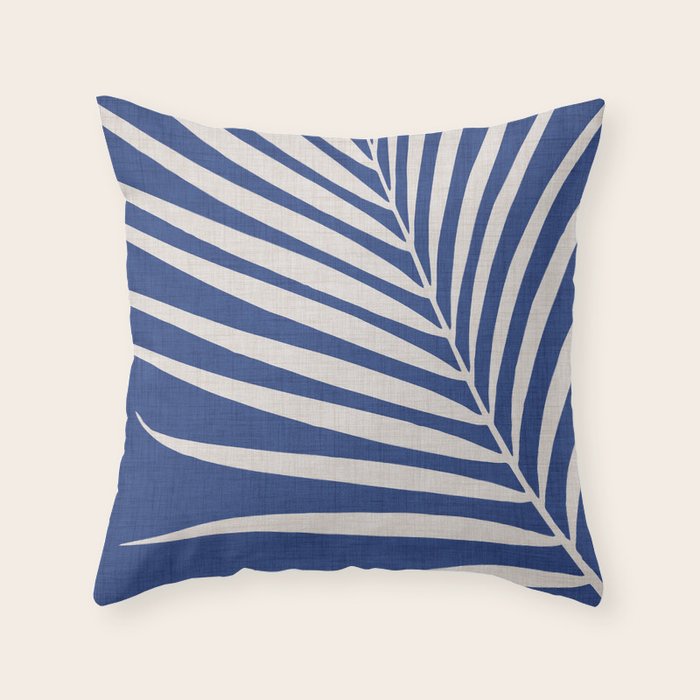 Indigo Palm Minimal Botanical Throw Pillow Gallery Image 1