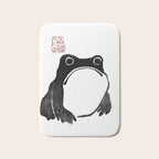 Cute Grumpy Frog Vintage Japanese Woodblock Print Bath Mat Gallery Image 1