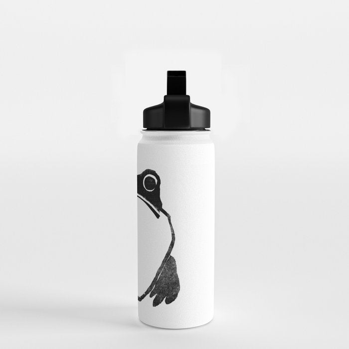 Cute Grumpy Frog Vintage Japanese Woodblock Print Water Bottle Gallery Image 2