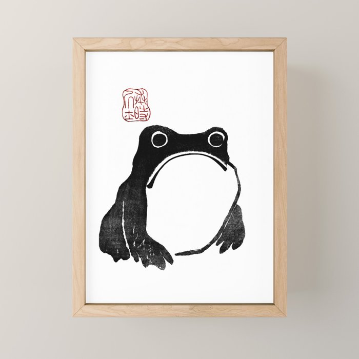 Cute Grumpy Frog Vintage Japanese Woodblock Print Mini Art Print Gallery Image 1