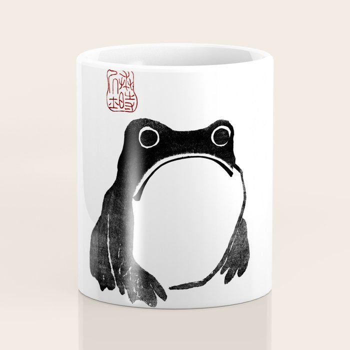 Cute Grumpy Frog Vintage Japanese Woodblock Print Coffee Mug Gallery Image 4