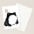 Cute Grumpy Frog Vintage Japanese Woodblock Print Stationery Card Gallery Image 2
