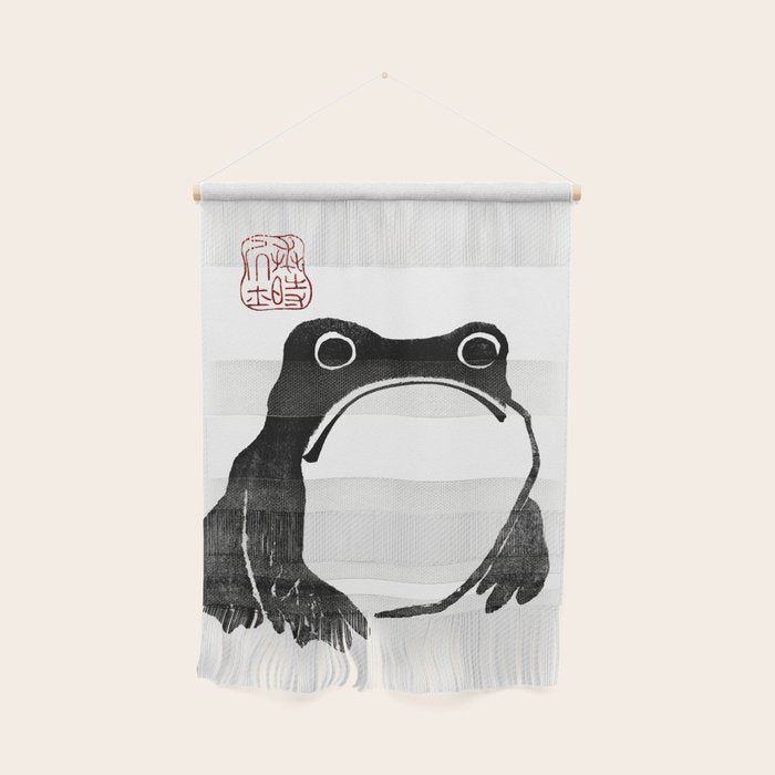 Cute Grumpy Frog Vintage Japanese Woodblock Print Wall Hanging Gallery Image 1