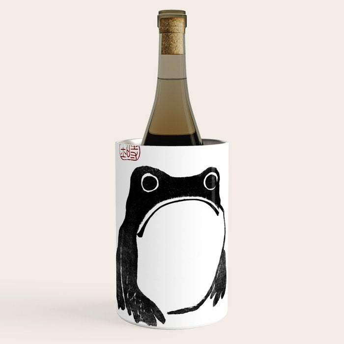 Cute Grumpy Frog Vintage Japanese Woodblock Print Wine Chiller Gallery Image 1