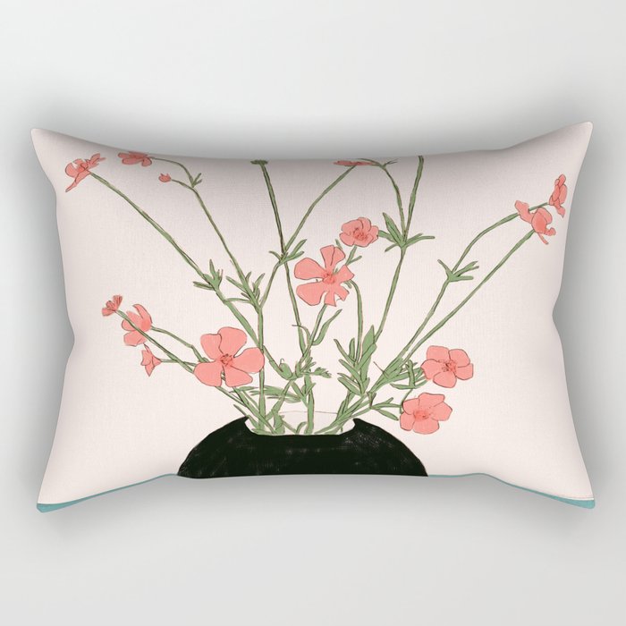 Blooming Wildflowers Rose Rectangular Pillow Gallery Image 1