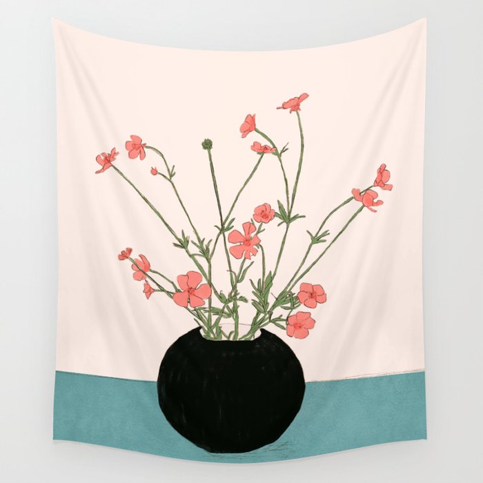 Blooming Wildflowers Rose Wall Tapestry Gallery Image 4