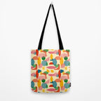 Retro Abstract Geometric Pattern with Bright Colorful Shapes and Fabric Texture Tote Bag Gallery Image 2