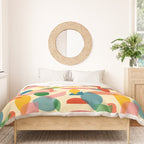 Retro Abstract Geometric Pattern with Bright Colorful Shapes and Fabric Texture Duvet Cover Gallery Image 3