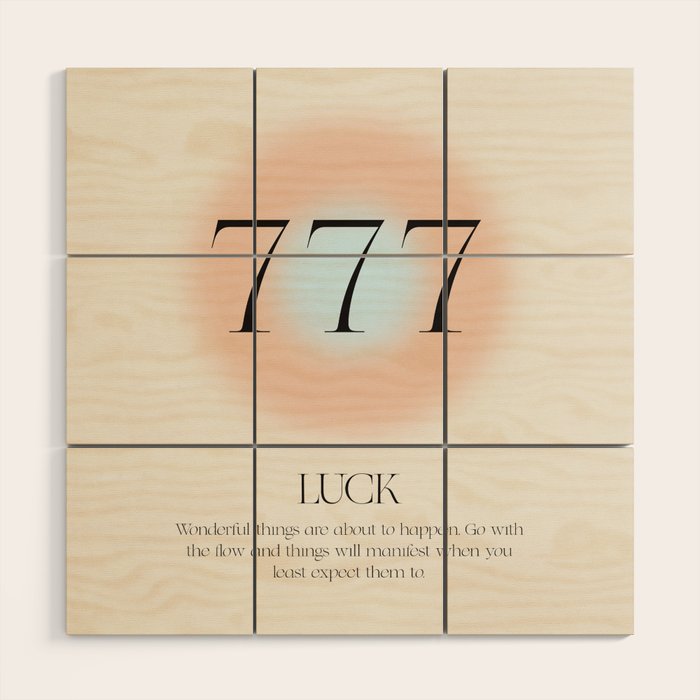 Angel Number 777 | Luck Wood Wall Art Gallery Image 1