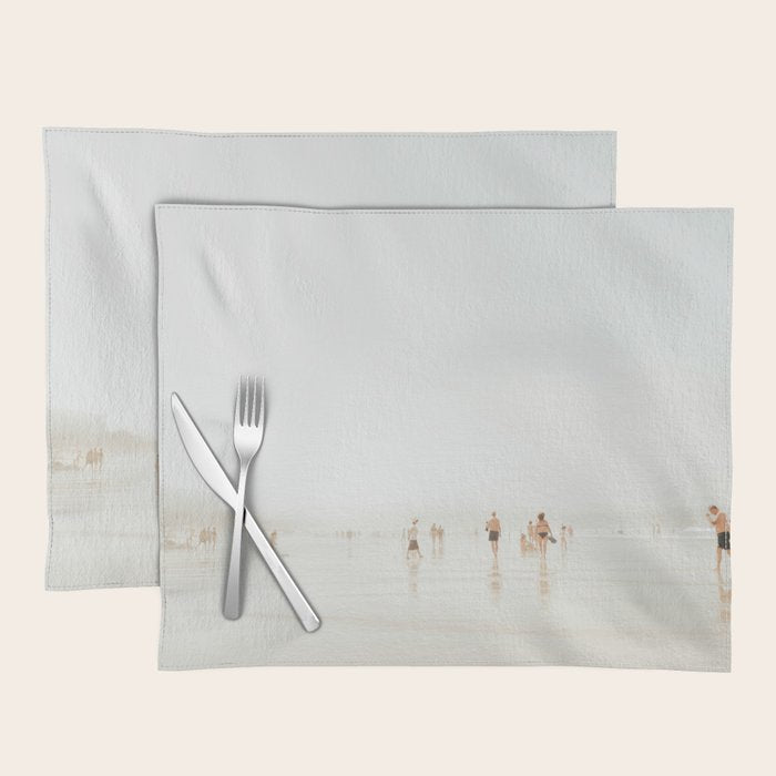 Beach 27 - Minimal Pastel Beach People - Ocean - Sea Travel photography Placemat Gallery Image 1