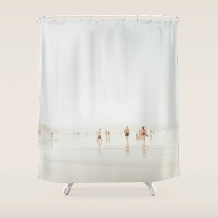 Beach 27 - Minimal Pastel Beach People - Ocean - Sea Travel photography Shower Curtain Gallery Image 1