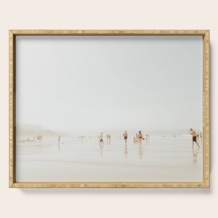 Beach 27 - Minimal Pastel Beach People - Ocean - Sea Travel photography Serving Tray Gallery Image 1