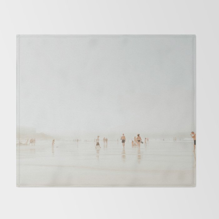 Beach 27 - Minimal Pastel Beach People - Ocean - Sea Travel photography Throw Blanket Gallery Image 2