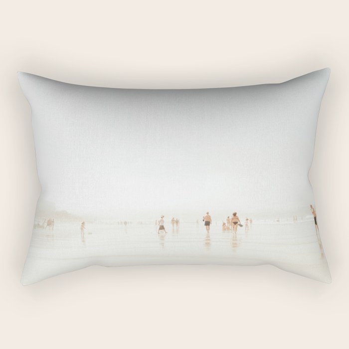 Beach 27 - Minimal Pastel Beach People - Ocean - Sea Travel photography Rectangular Pillow Gallery Image 1