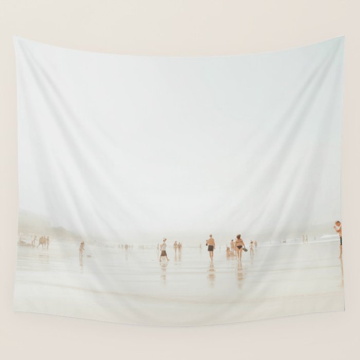 Beach 27 - Minimal Pastel Beach People - Ocean - Sea Travel photography Wall Tapestry Gallery Image 4