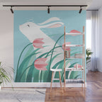 Rabbit Resting, Sky Blue Version Wall Mural Gallery Image 1