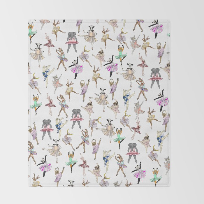 Animal Square Dance Hipster Ballerinas Throw Blanket Gallery Image 2