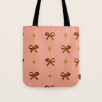 Cute Hair Bows & Stars in Peach & Brown Tote Bag Gallery Image 1
