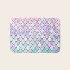 Cute Mermaid Pattern, Pink, Purple, Teal, Pastel Aesthetics Bath Mat Gallery Image 1