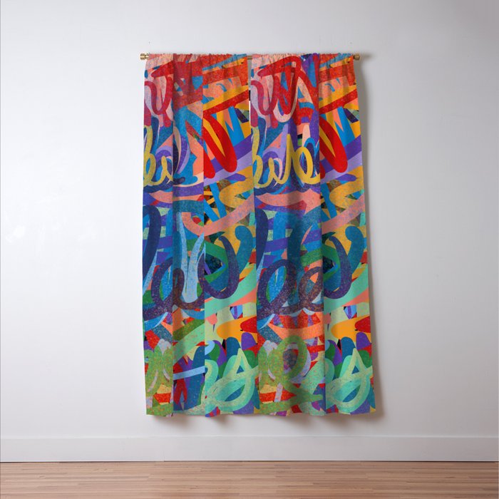 Urban Graffiti Art Love Sprayed  Window Curtain Gallery Image 3