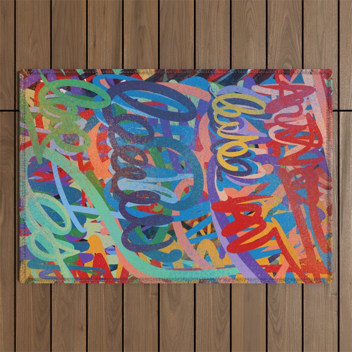 Urban Graffiti Art Love Sprayed  Outdoor Rug Gallery Image 1