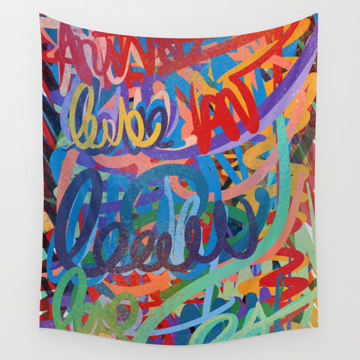 Urban Graffiti Art Love Sprayed  Wall Tapestry Gallery Image 4