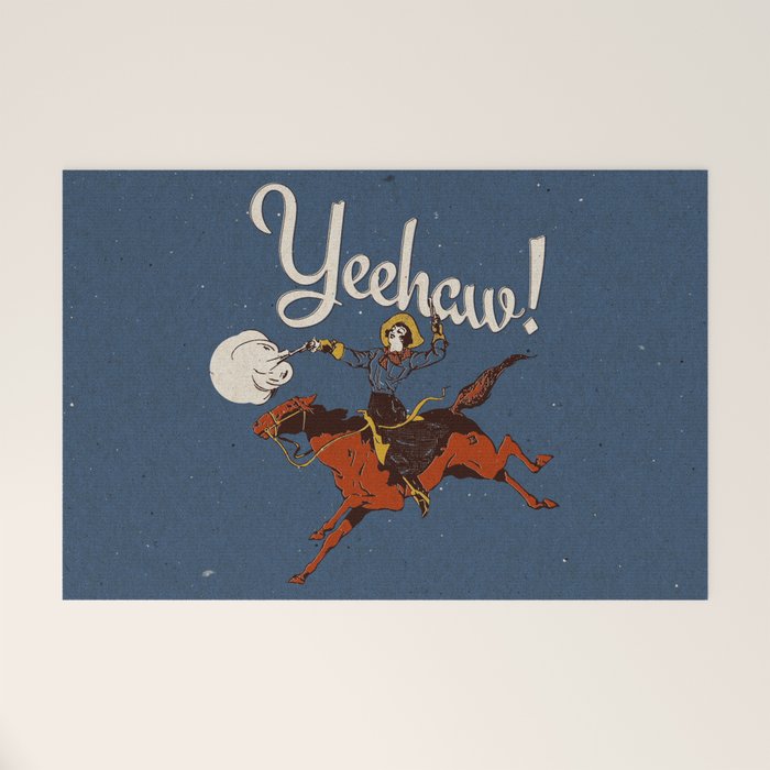 Yeehaw! Blue Welcome Mat Gallery Image 1