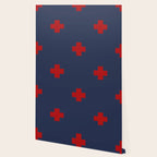 Red Swiss Cross Pattern on Navy Blue background Wallpaper Gallery Image 2