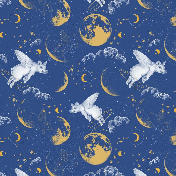 Celestial Pigs lunar blue Coffee Mug Gallery Image 2