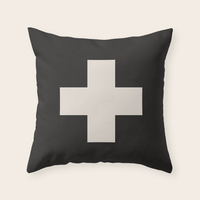 Scandinavian Modern Black & White Swiss Cross Throw Pillow Gallery Image 1