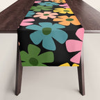 Retro Flower - Big Daisy Black background Table Runner Gallery Image 1