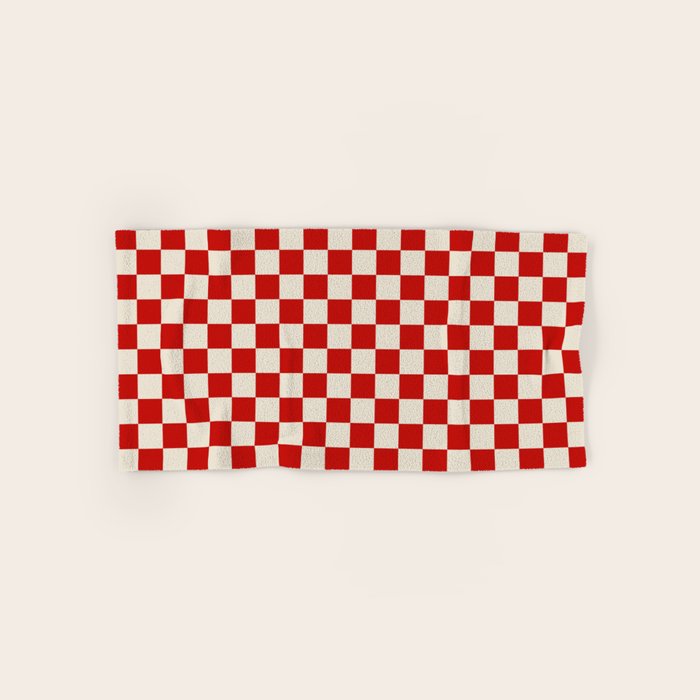 Valentine III - red checkered Bath Towel Gallery Image 1