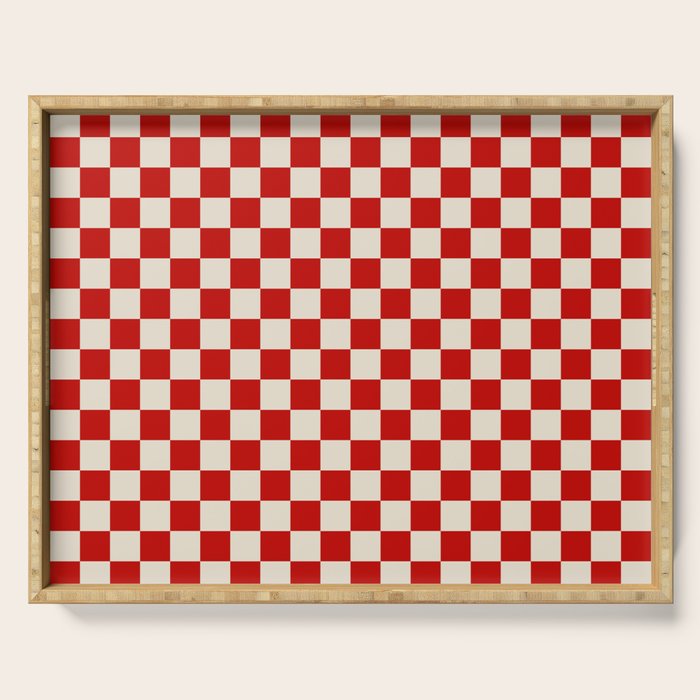 Valentine III - red checkered Serving Tray Gallery Image 1