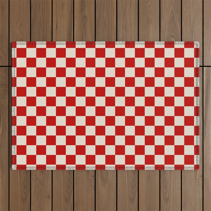 Valentine III - red checkered Outdoor Rug Gallery Image 1