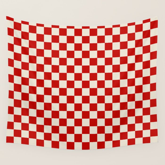 Valentine III - red checkered Wall Tapestry Gallery Image 1