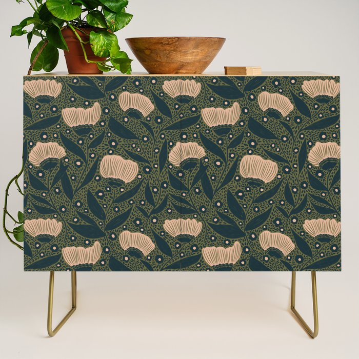 Pretty hand drawn floral pattern Credenza Gallery Image 1