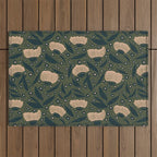 Pretty hand drawn floral pattern Outdoor Rug Gallery Image 1