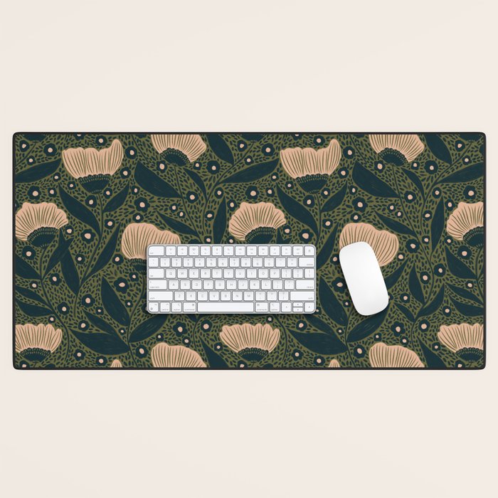 Pretty hand drawn floral pattern Desk Mat Gallery Image 1