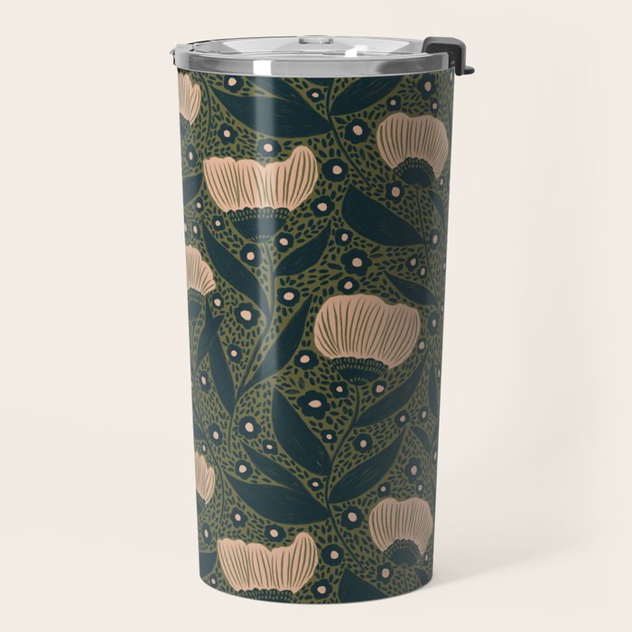 Pretty hand drawn floral pattern Travel Mug Gallery Image 2