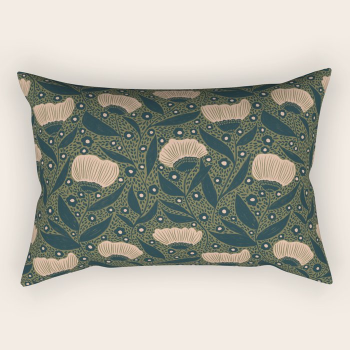 Pretty hand drawn floral pattern Rectangular Pillow Gallery Image 1