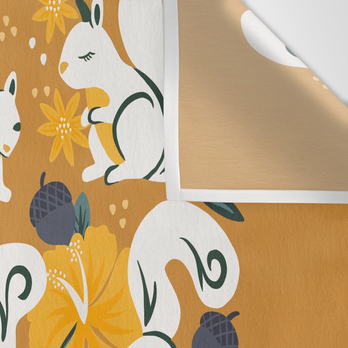 Squirrels & Blooms - Ochre Wall Tapestry Gallery Image 3