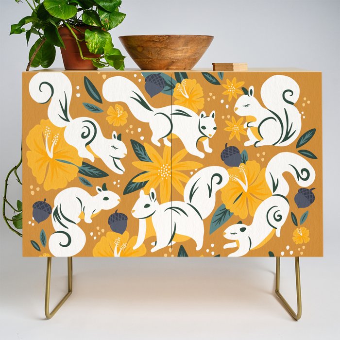 Squirrels & Blooms - Ochre Credenza Gallery Image 1