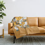 Squirrels & Blooms - Ochre Throw Blanket Gallery Image 1